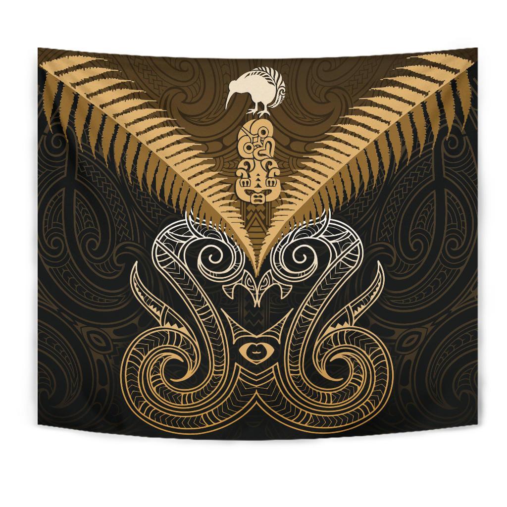 Maori Manaia New Zealand Tapestry Gold - Vibe Hoodie Shop