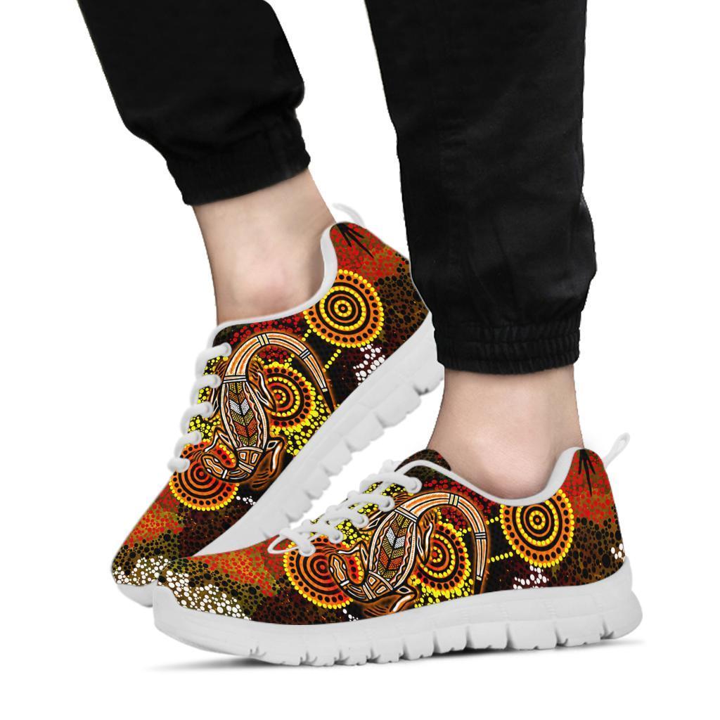 Aboriginal Sneakers, Kangaroo and Lizard Dot Painting Art - BN18 - Vibe Hoodie Shop