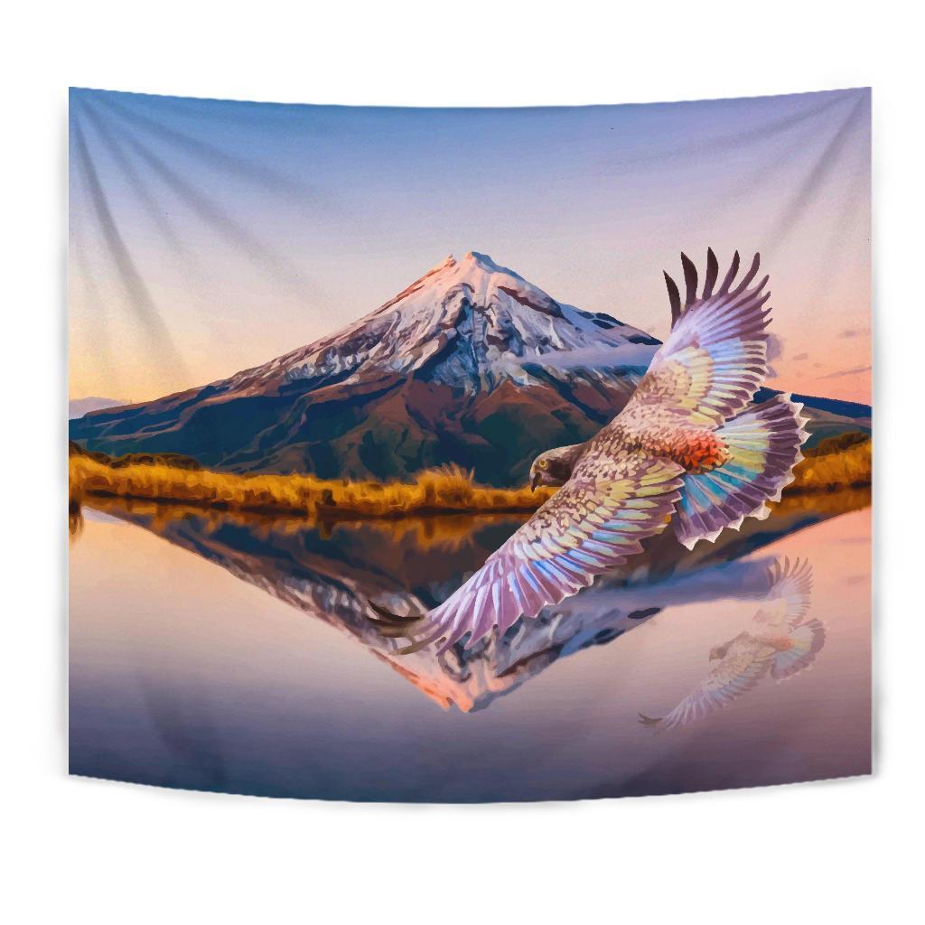 New Zealand Kea Bird Mount Taranaki Tapestry - Vibe Hoodie Shop