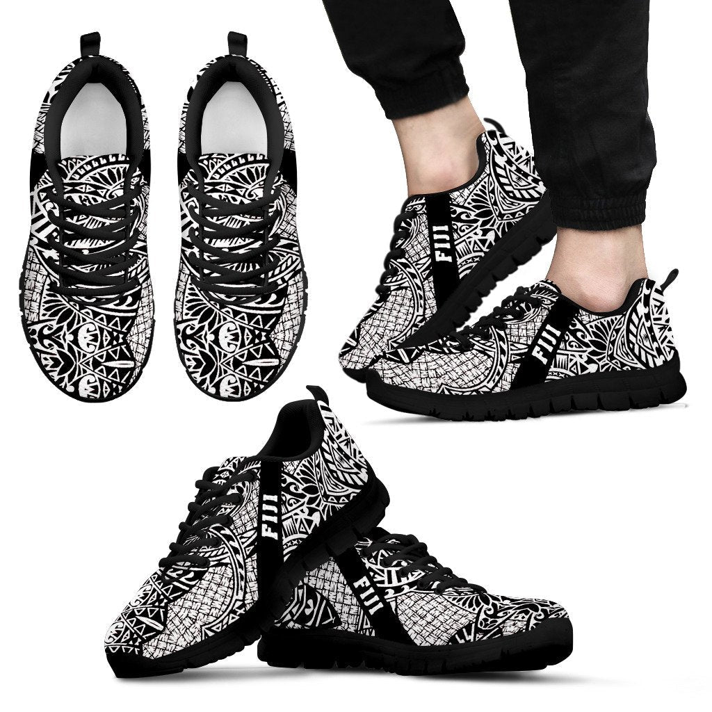 Fiji Poly Tribal Sneakers Black And White - Vibe Hoodie Shop