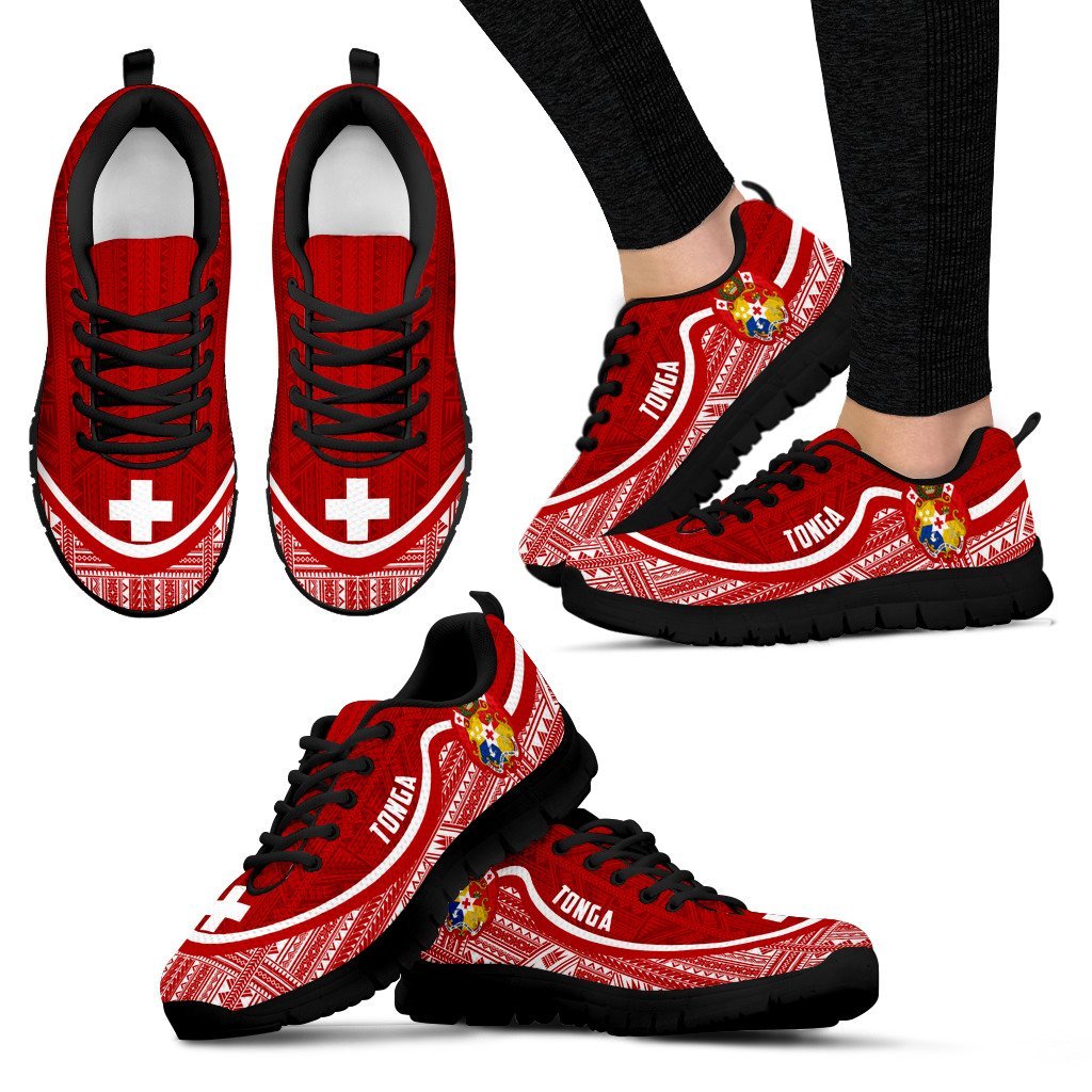 Tonga Wave Sneakers - Polynesian Pattern Flag Color - Vibe Hoodie Shop