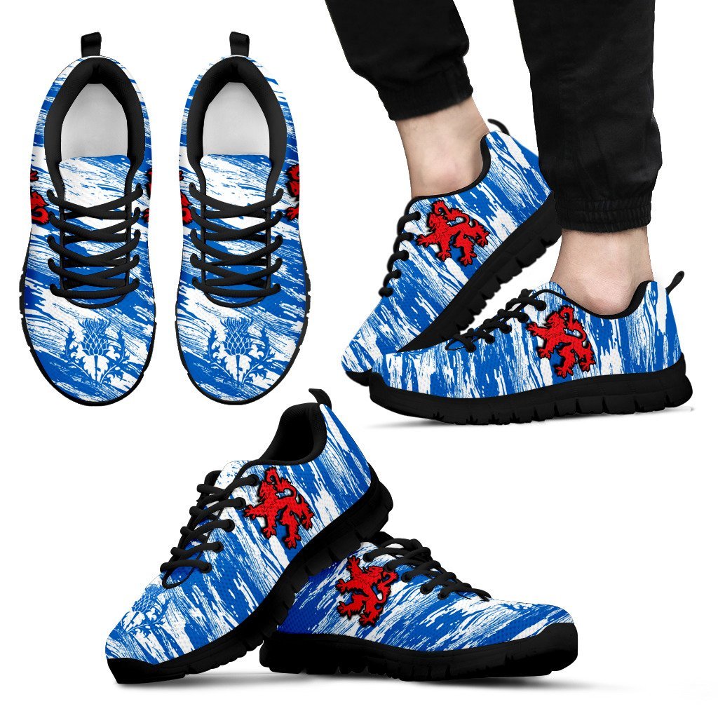 Scotland Shoes - Scotland Lion And Thistle Sneakers Brush Fashion Style - Vibe Hoodie Shop