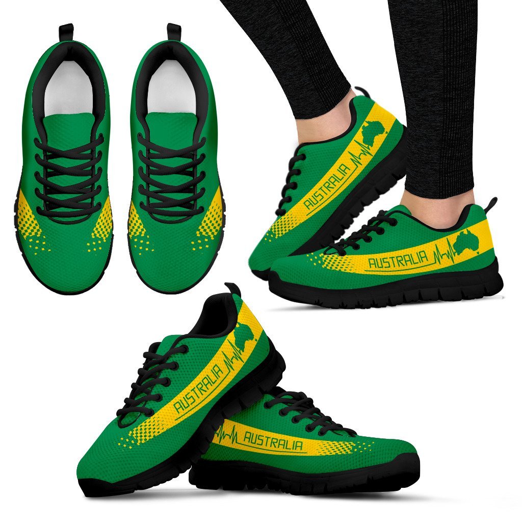 Australia Sneakers - Australian Map Shoes Heartbeat National Color - Unisex - Vibe Hoodie Shop