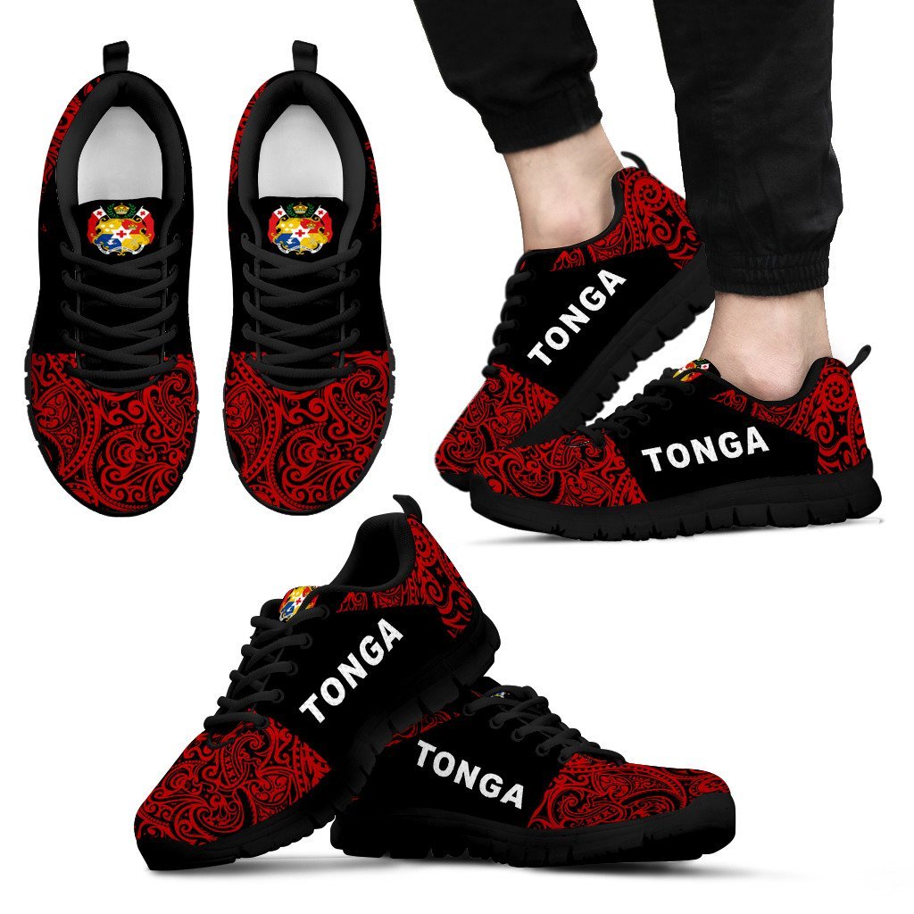 Tonga Sneakers Polynesian Half Style Black - Vibe Hoodie Shop