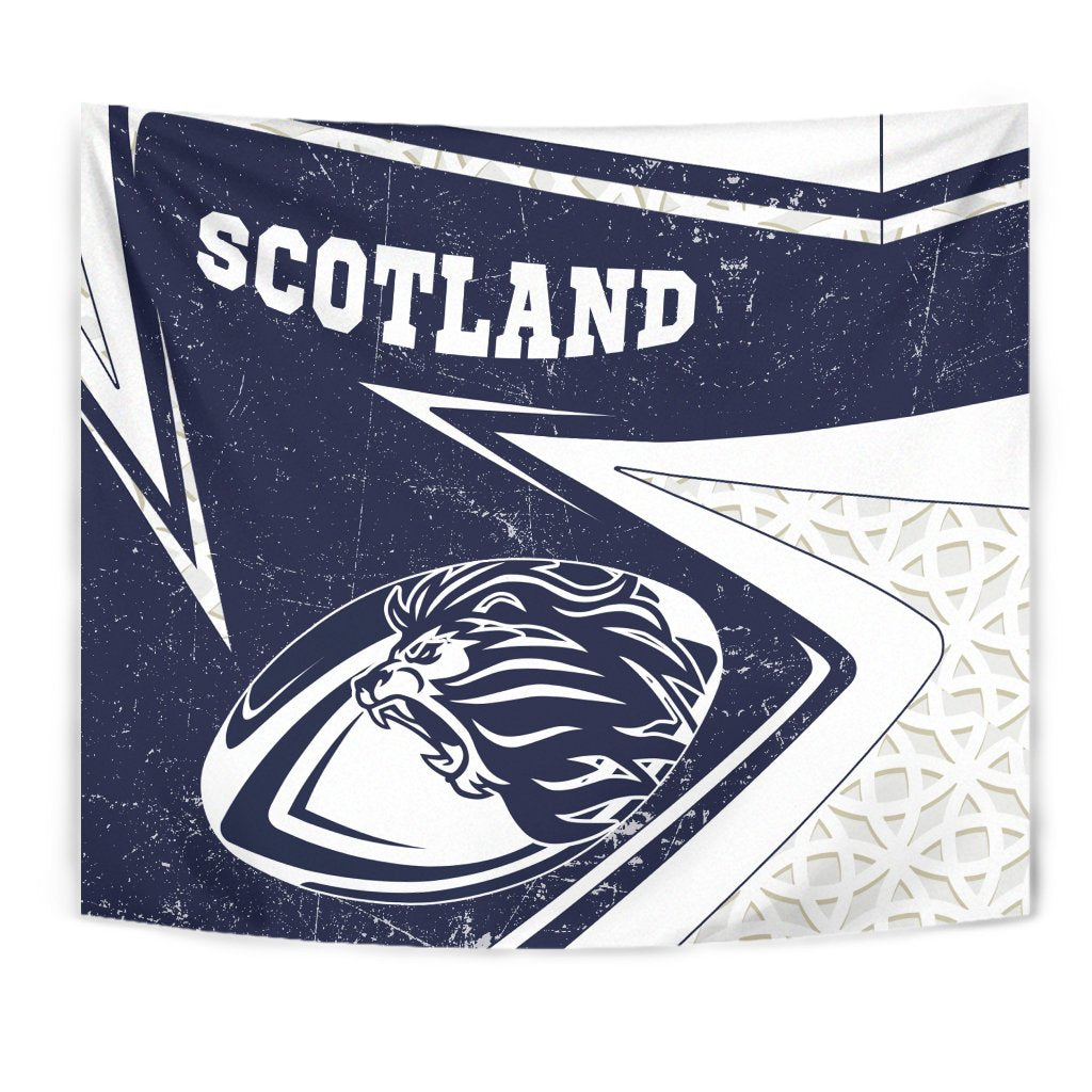 Scotland Rugby Tapestry - Celtic Scottish Rugby Ball Lion Ver - Vibe Hoodie Shop