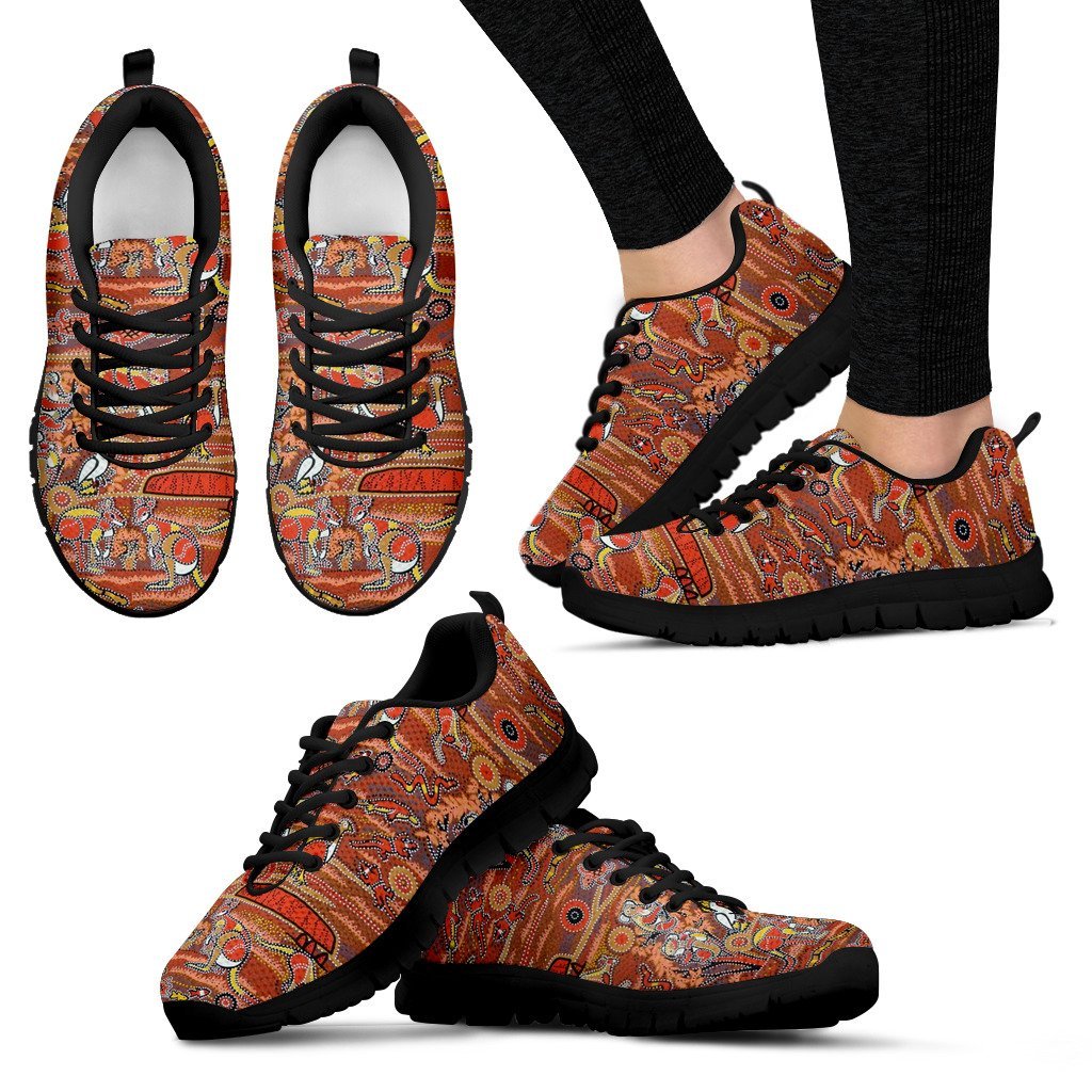 Aboriginal Sneakers, Koala Kangaroo Patterns Indigenous Dot Ver02 - Vibe Hoodie Shop