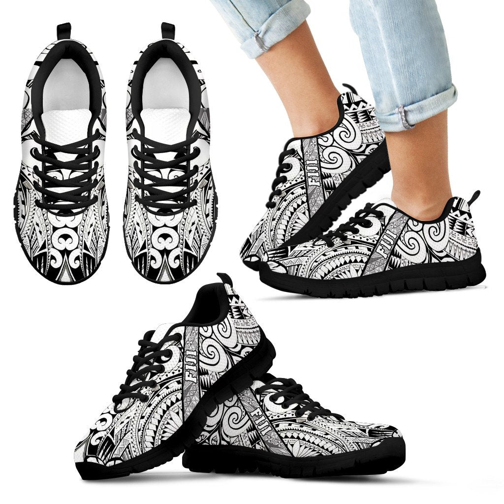 Fiji Poly Tribal Sneakers Black And White Skillful - Vibe Hoodie Shop