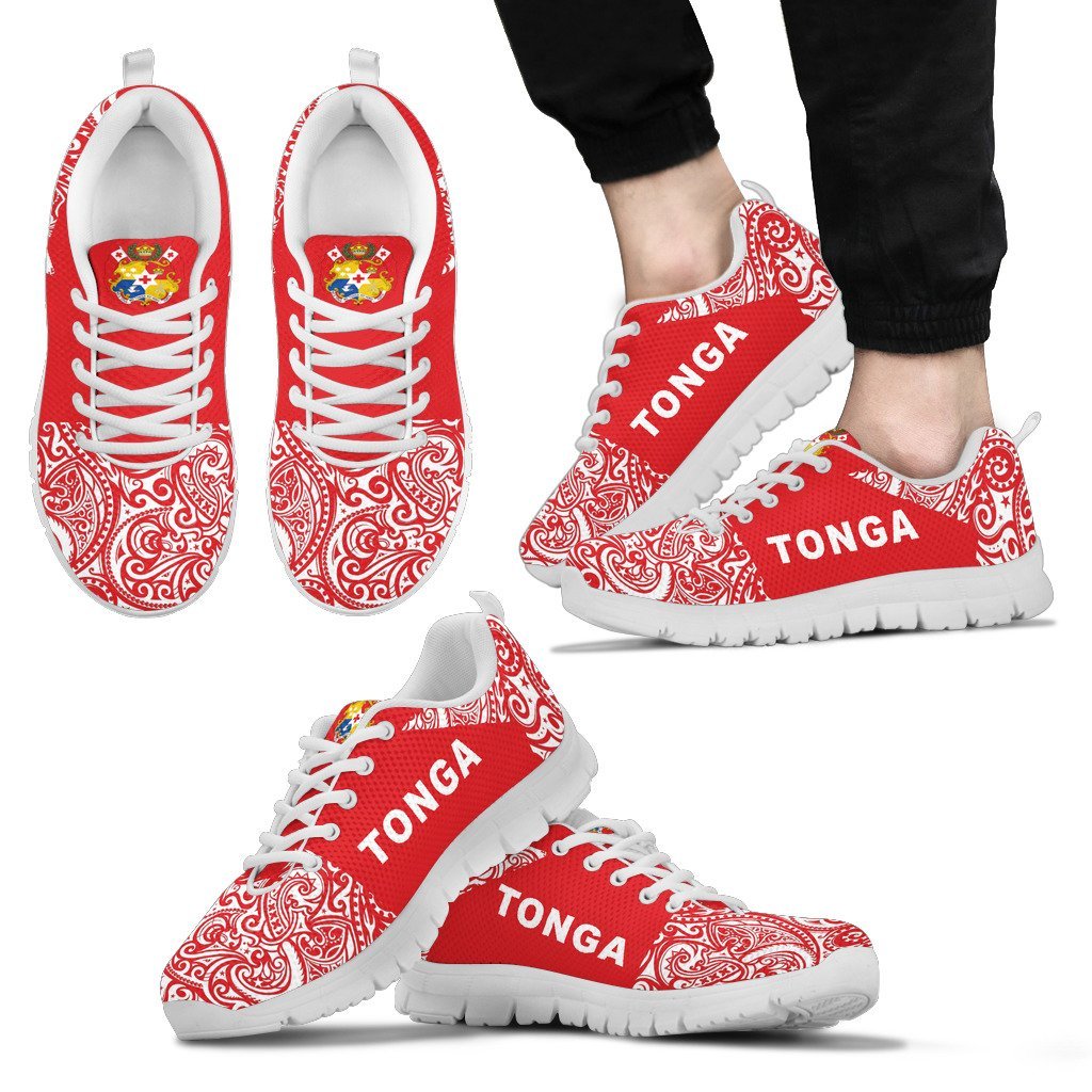 Tonga Sneakers Polynesian Half Style Red - Vibe Hoodie Shop