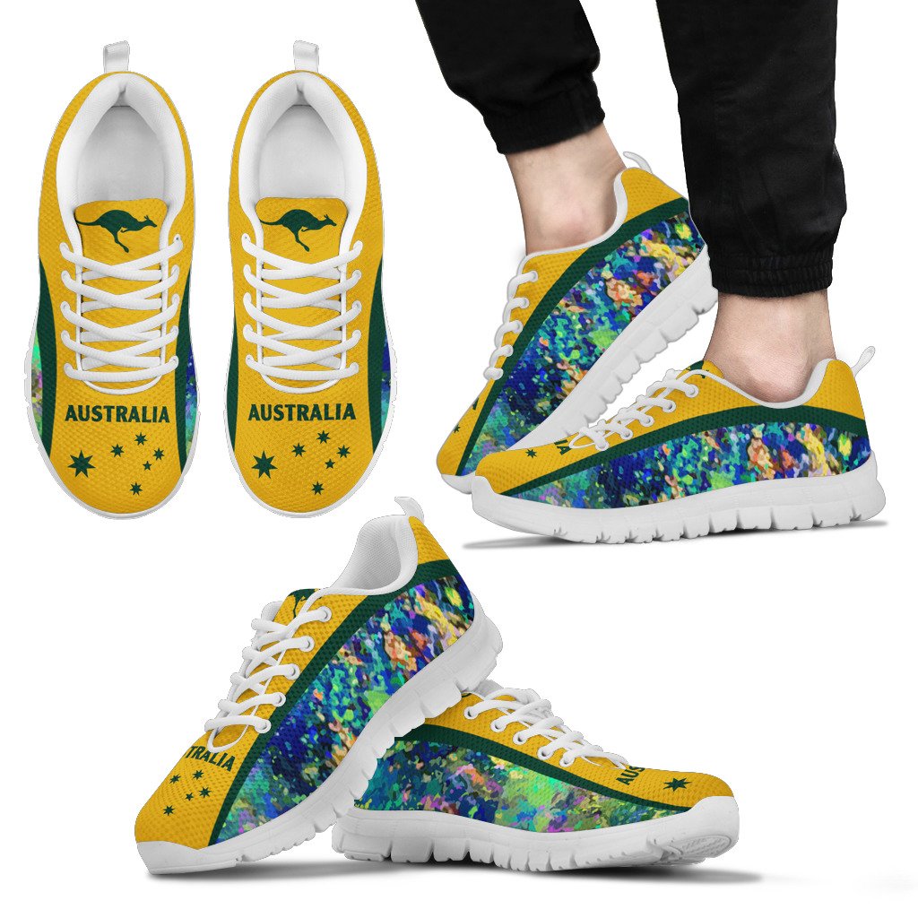 Australia Sneakers - Opal Shoes Kangaroo Symbol Color Art - Unisex - Vibe Hoodie Shop