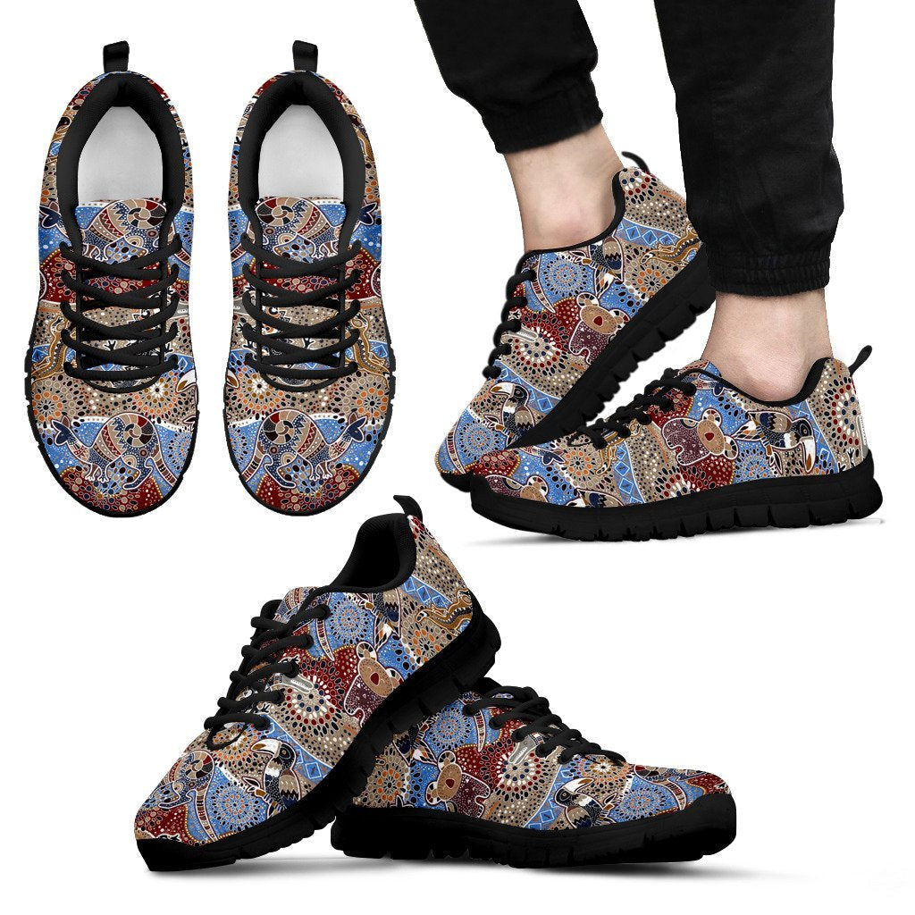 Aboriginal Sneakers, Koala Patterns Kangaroo Kookaburra Bohemian Style 04 - Vibe Hoodie Shop