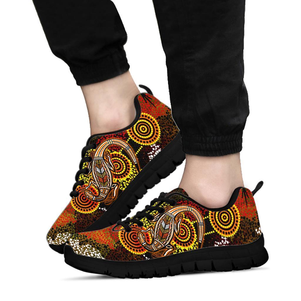 Aboriginal Sneakers, Kangaroo and Lizard Dot Painting Art - BN18 - Vibe Hoodie Shop