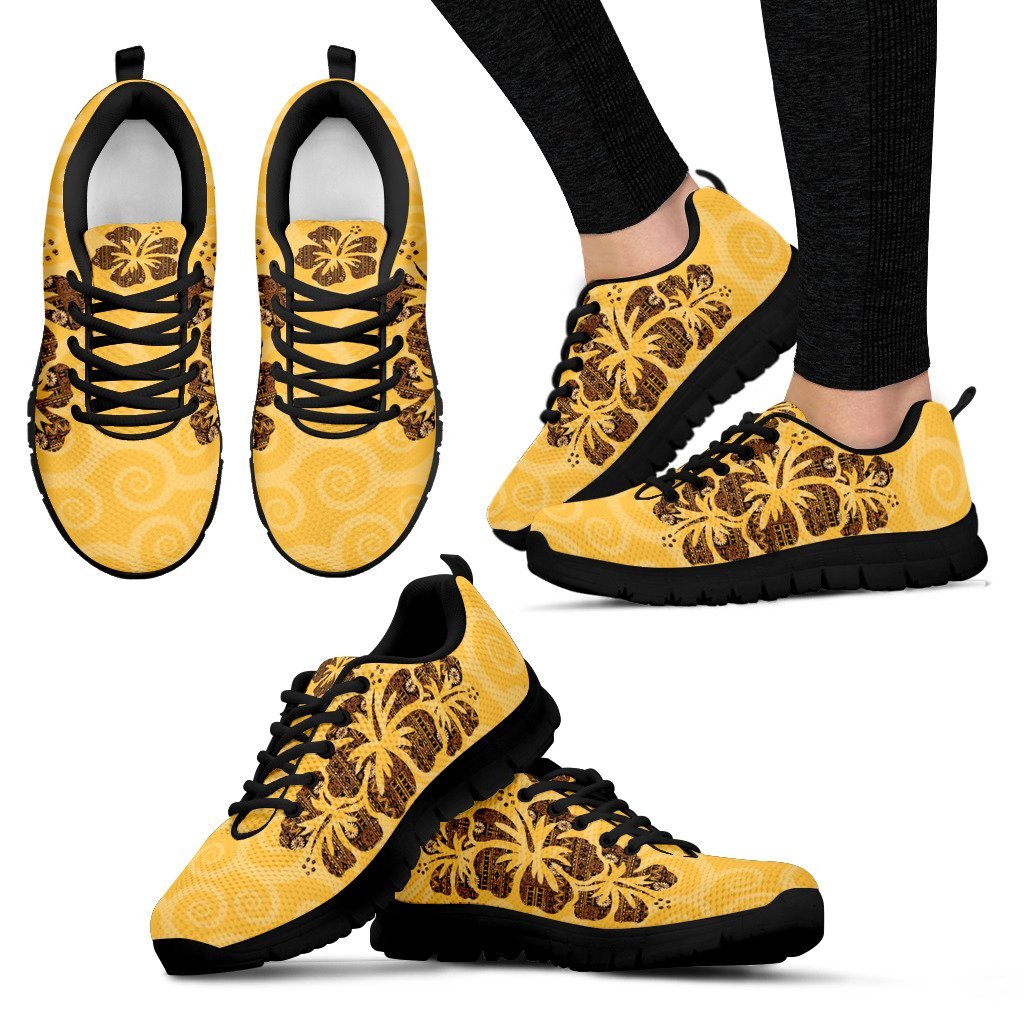 Fiji Sneakers - Fiji Yellow Hibiscus Masi Tapa Shoes - Vibe Hoodie Shop