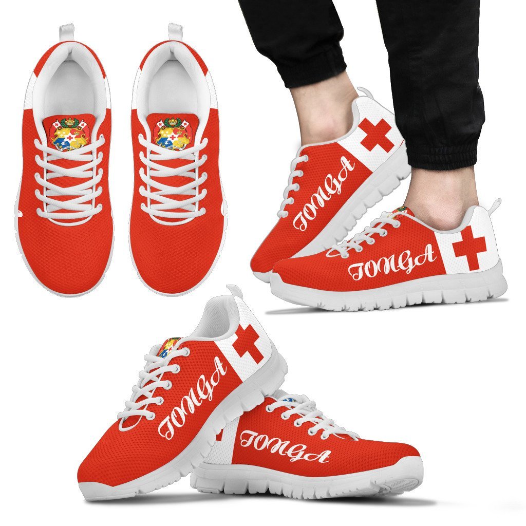 Tonga Flag And Coat Of Arm Sneakers - Vibe Hoodie Shop