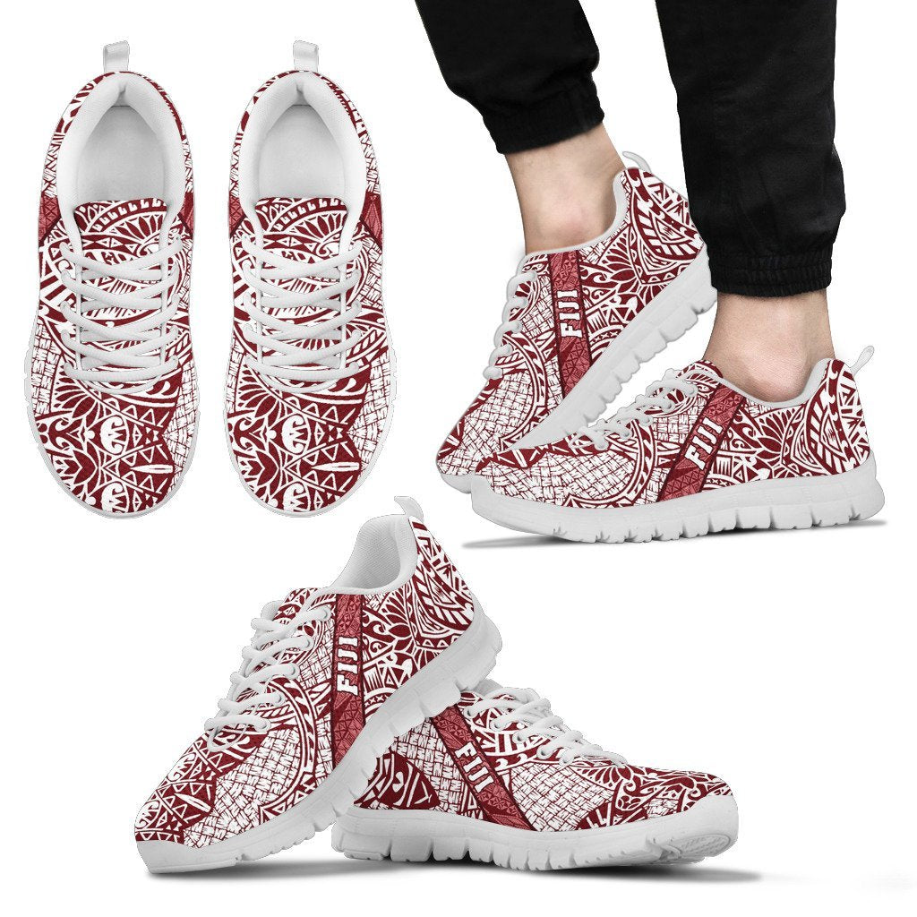 Fiji Poly Tribal Sneakers Red And White - Vibe Hoodie Shop