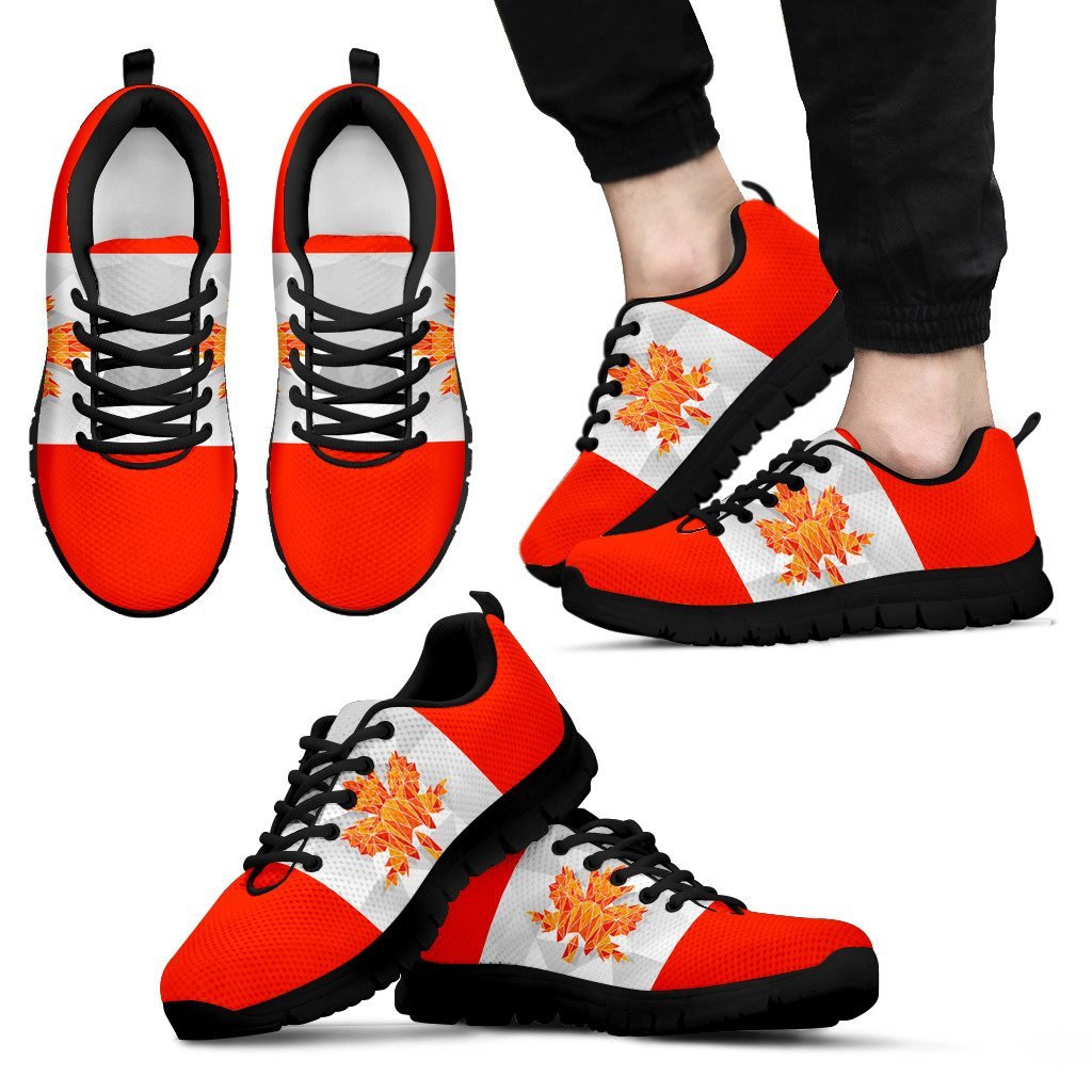 Canada Shoes - Low Poly Canada Flag Sneakers - Vibe Hoodie Shop