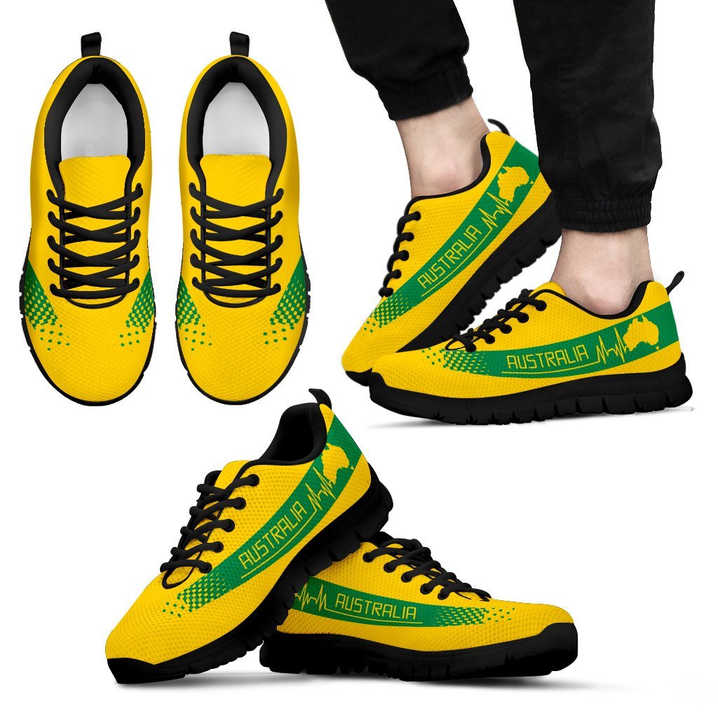 Australia Sneakers - Australian Map Shoes Heartbeat National Color - Unisex - Vibe Hoodie Shop