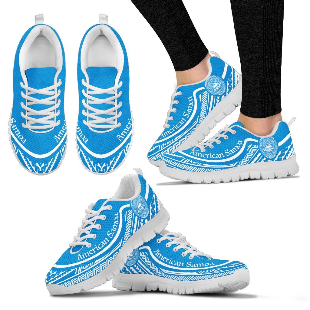 American Samoa Wave Sneakers White Blue Color - Vibe Hoodie Shop