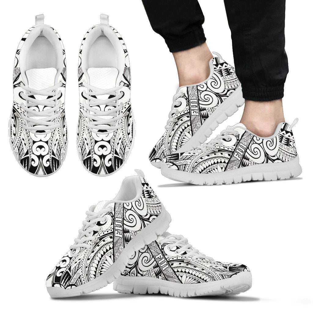 Fiji Poly Tribal Sneakers Black And White Skillful - Vibe Hoodie Shop