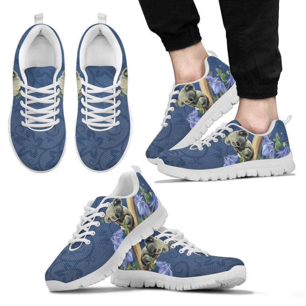 Australia Sneakers - Koala Sleep Shoes Bluebell Flower Patterns - Unisex - Vibe Hoodie Shop