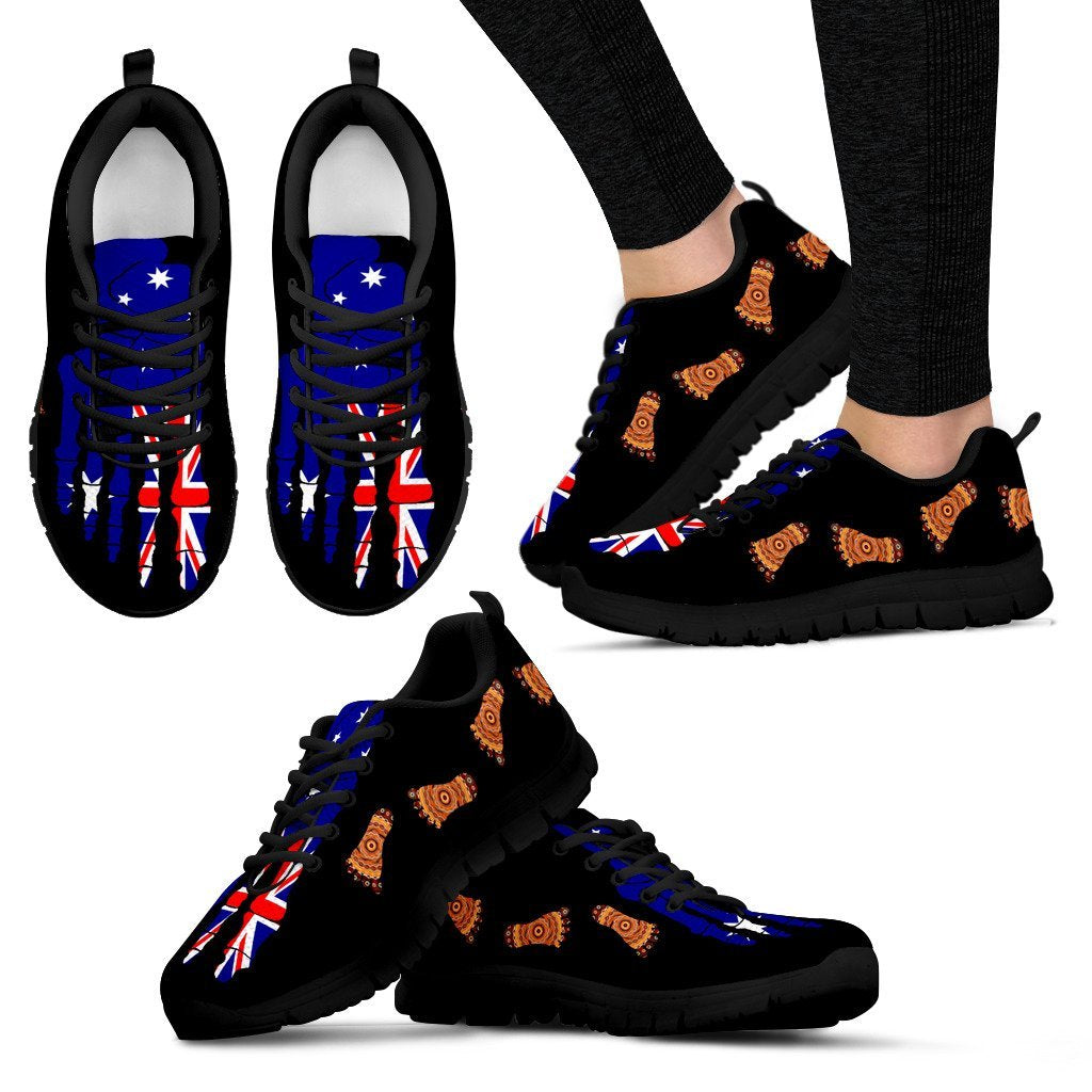 Aboriginal Sneakers, Aus Flag Indigenous Pattern - Vibe Hoodie Shop