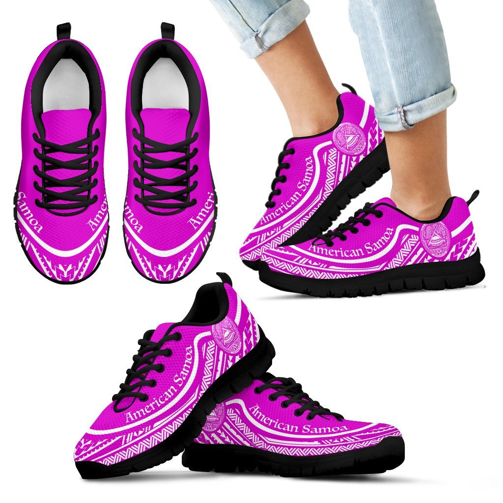 American Samoa Wave Sneakers White Pink Color - Vibe Hoodie Shop