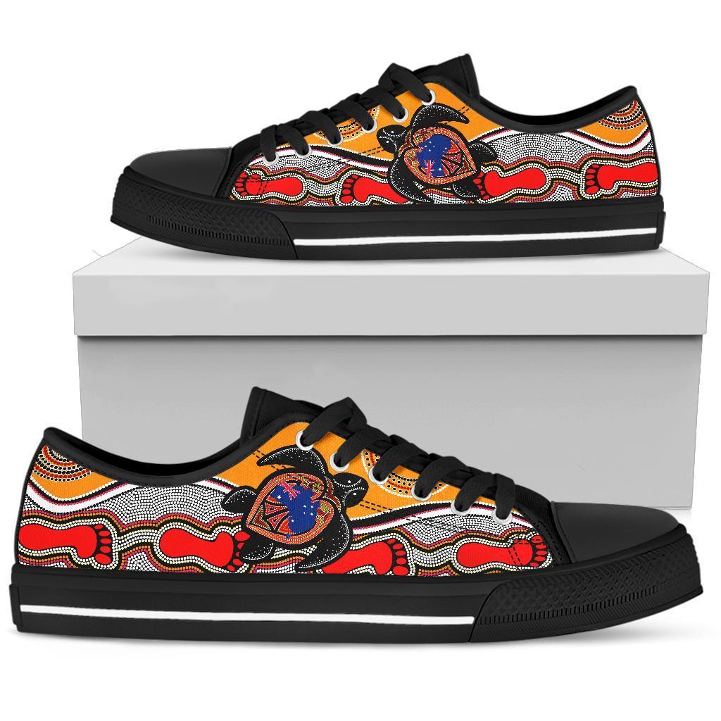 Canvas Shoes - Aboriginal Patterns Shoes Turtle - Low Top - Vibe Hoodie Shop