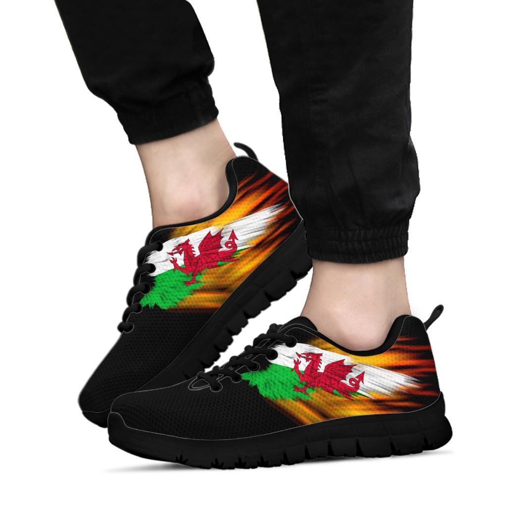 Wales Sneakers - Fire Wings and Flag - Vibe Hoodie Shop