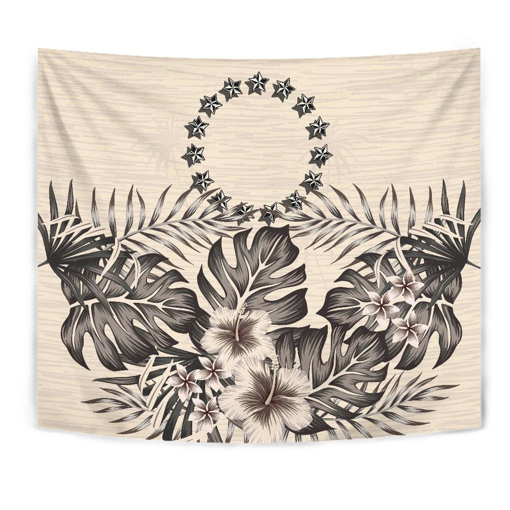 Cook Islands Tapestry - The Beige Hibiscus - Vibe Hoodie Shop