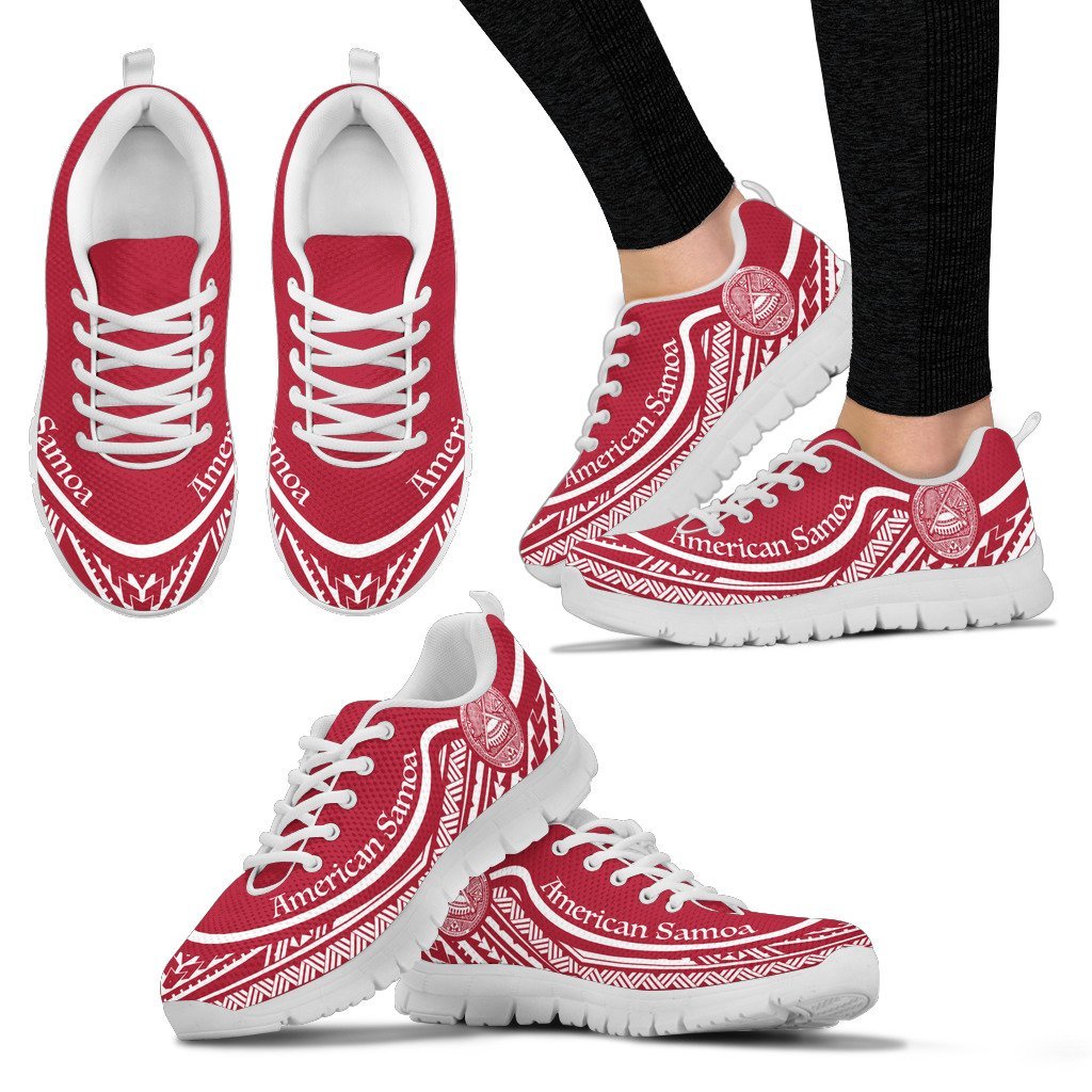 American Samoa Wave Sneakers White Red Color - Vibe Hoodie Shop