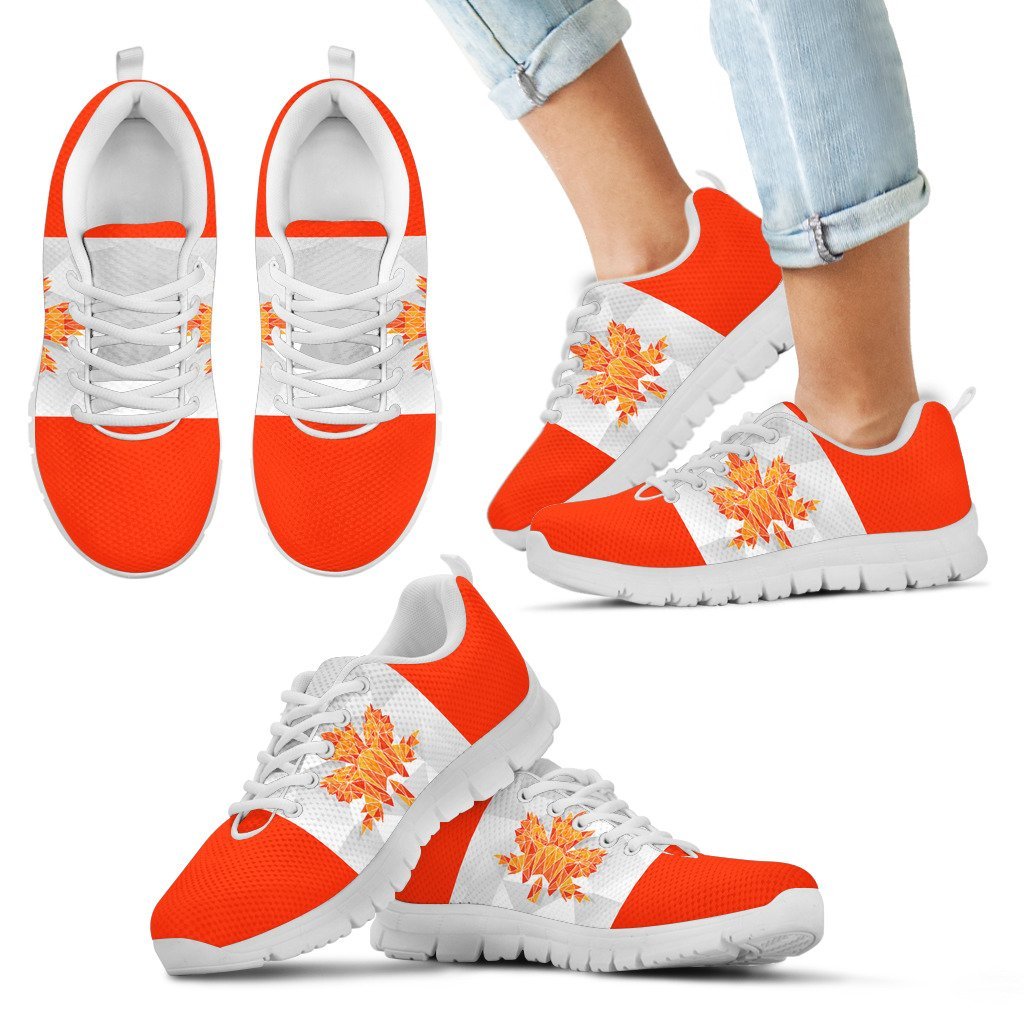 Canada Shoes - Low Poly Canada Flag Sneakers - Vibe Hoodie Shop