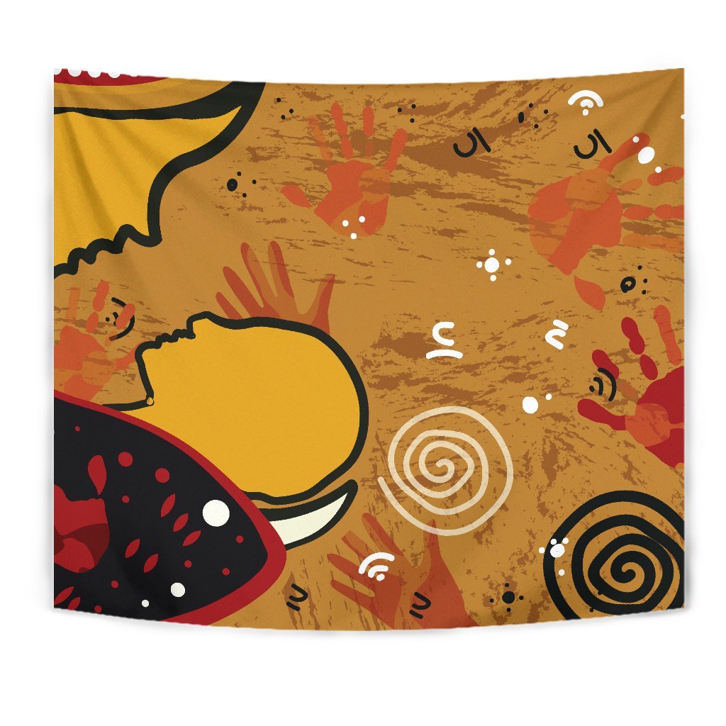 Aboriginal Tapestry, Mother and Son Hand Art - Vibe Hoodie Shop