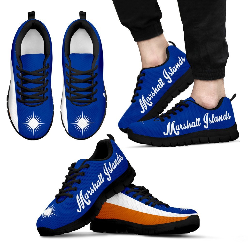 Marshall Islands Sneakers - Marshall Islands Flag Men's/Women's Black/White Shoes - Vibe Hoodie Shop