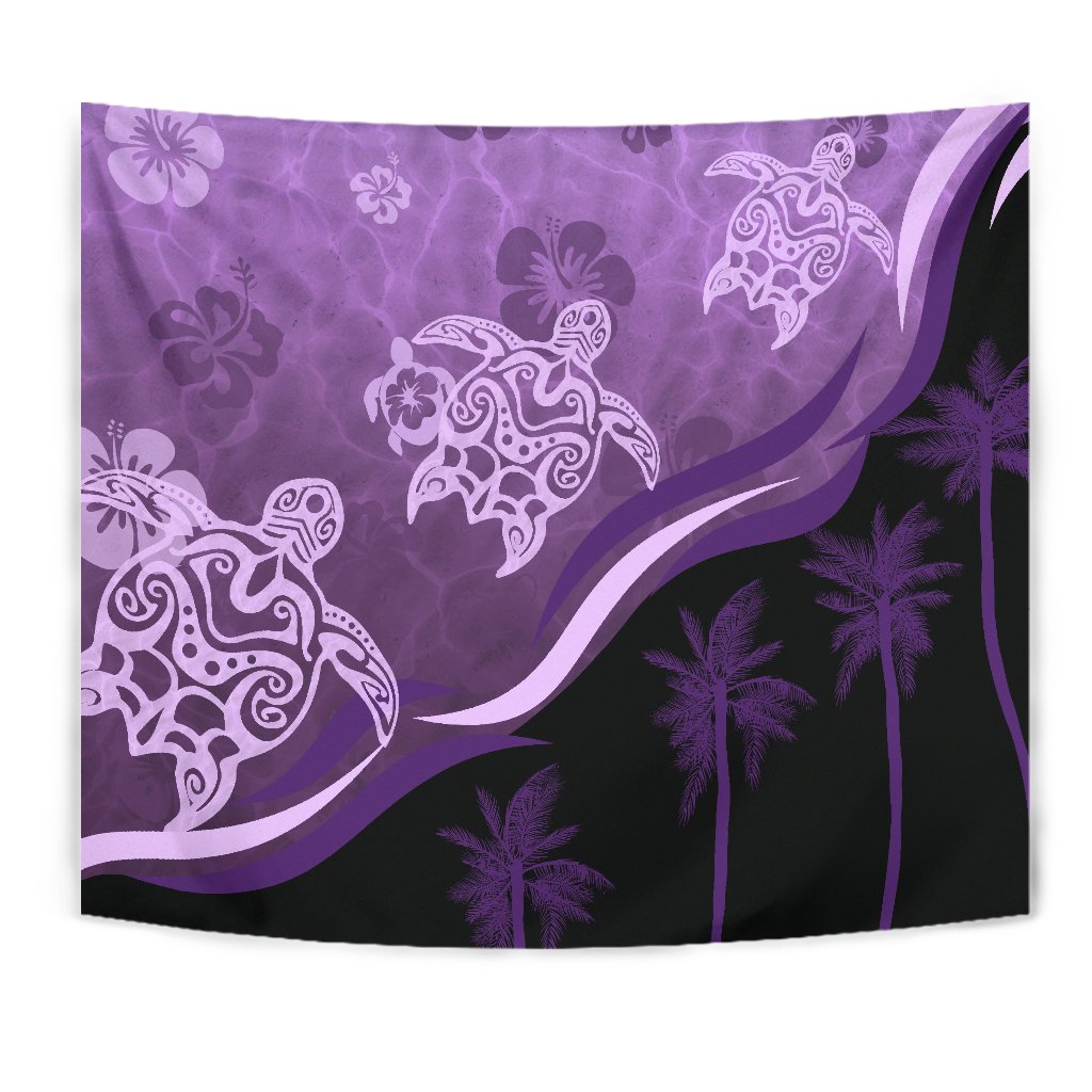 Purple Turtle Hibiscus Tapestry - Vibe Hoodie Shop