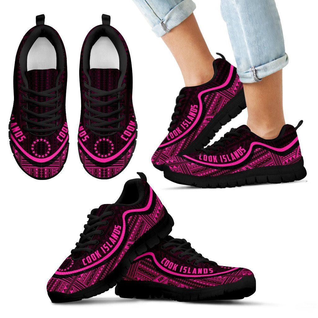 Cook Islands Wave Sneakers - Polynesian Pattern Pink Color - Vibe Hoodie Shop