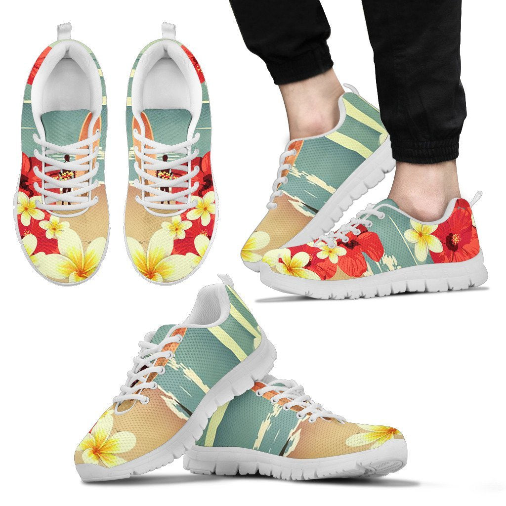 Fiji Shoes - Hibiscus and plumeria vintage Sneakers - Vibe Hoodie Shop