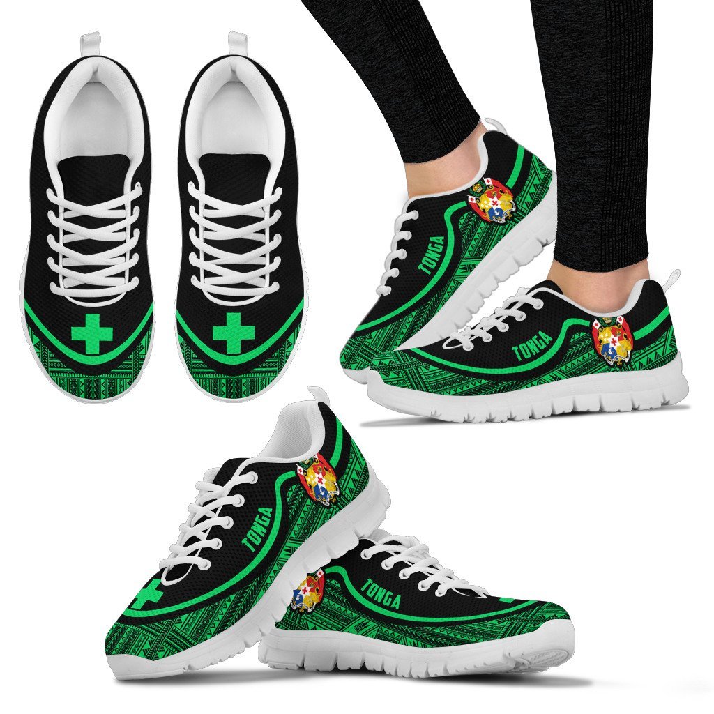 Tonga Wave Sneakers - Polynesian Pattern Green Color - Vibe Hoodie Shop