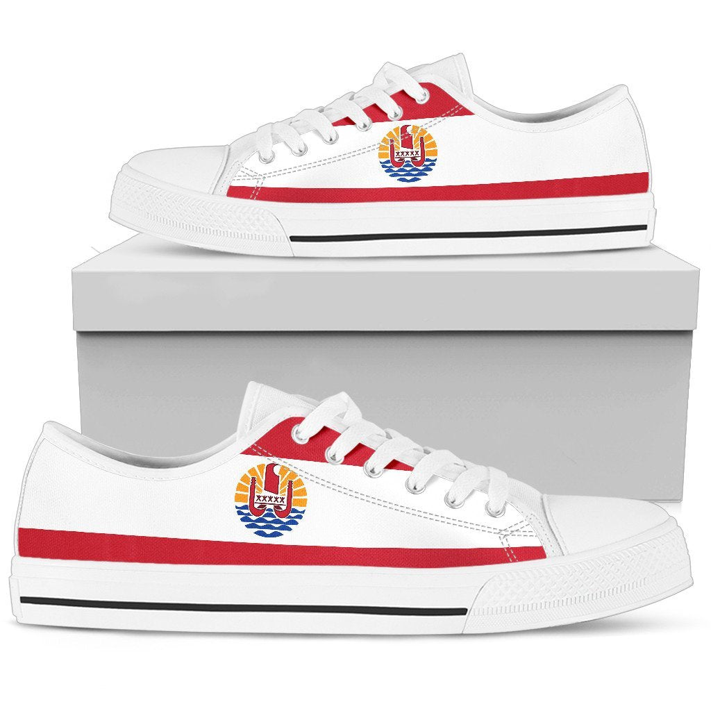 French Polynesia Original Flag Low Top Shoes - Vibe Hoodie Shop
