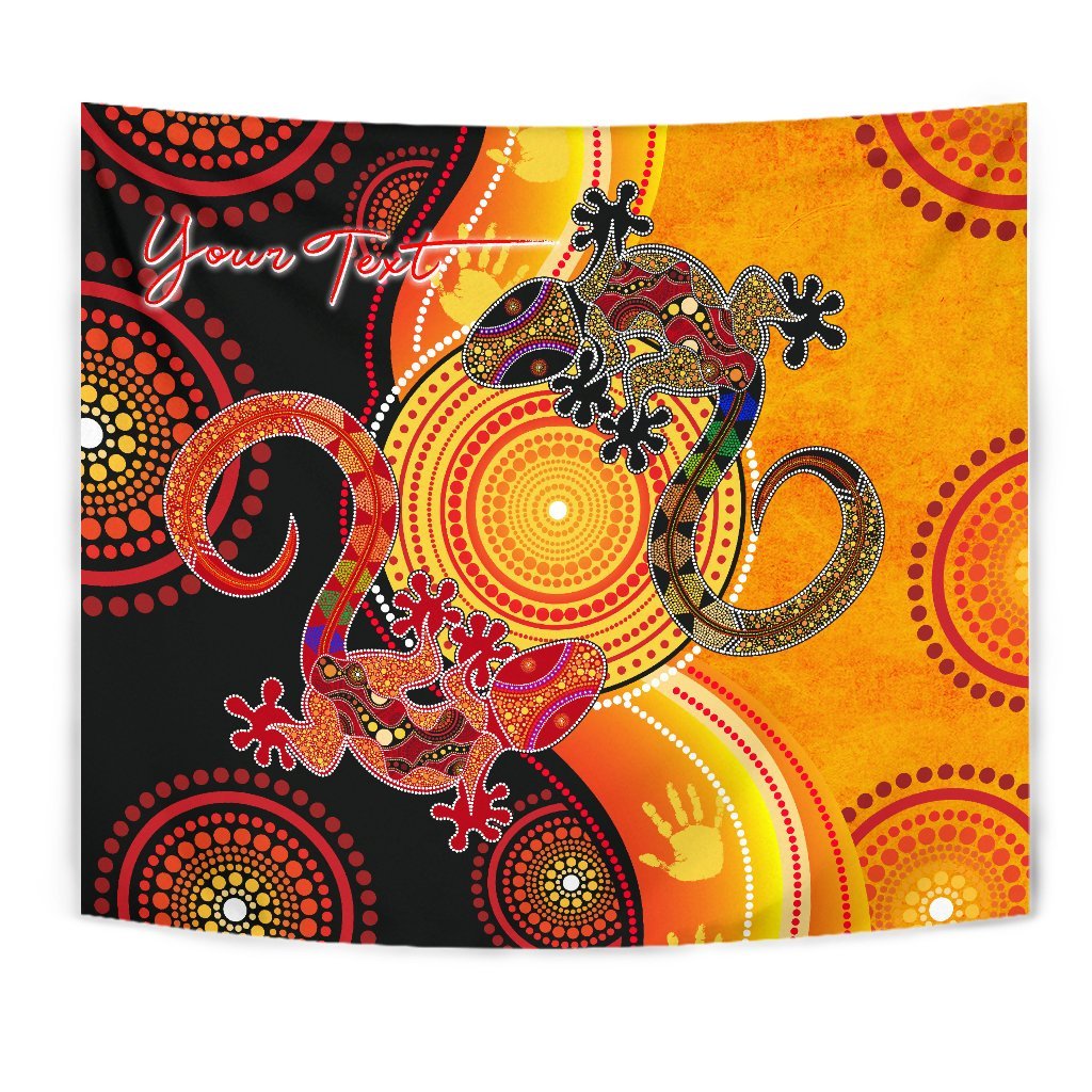 Aboriginal Personalised Tapestry - Couple Aboriginal Lizards - Vibe Hoodie Shop