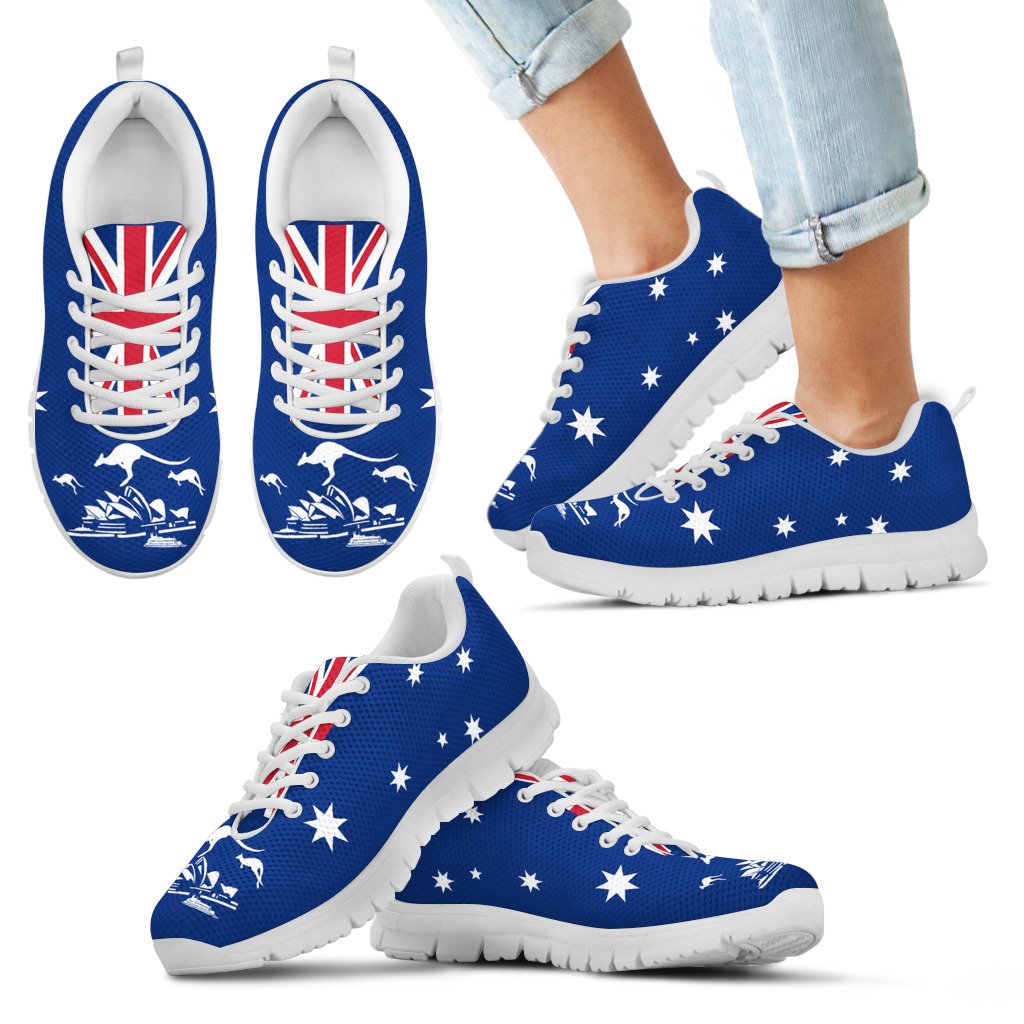 Sneakers - Aus Flag Shoes Kangaroo And Sydney Opera Sport Version Unisex - Vibe Hoodie Shop