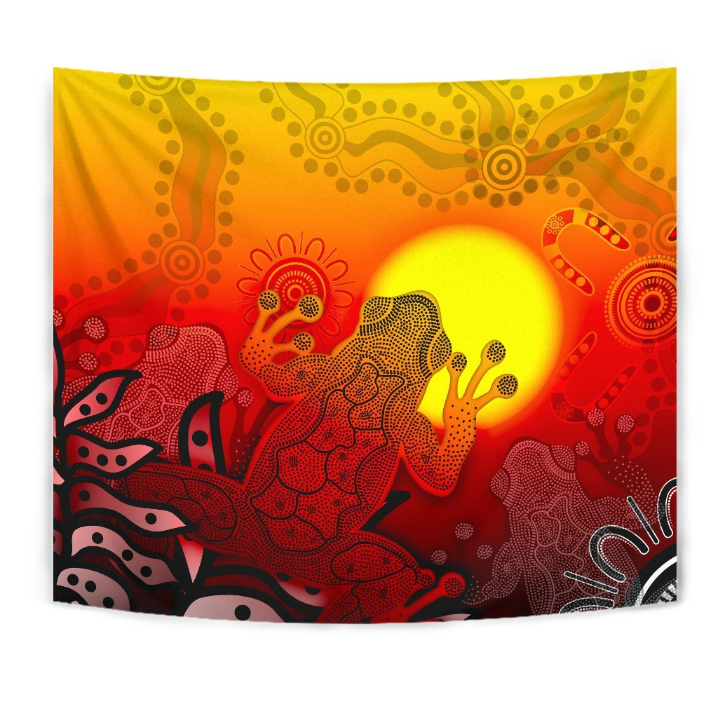 Aboriginal Tapestry - Indigenous Frog (Red) - Vibe Hoodie Shop