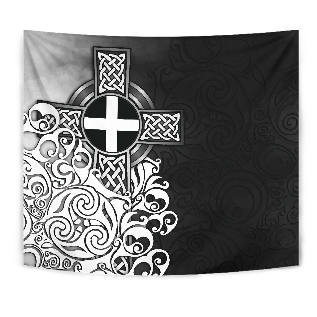 Cornwall Tapestry - Cornish Flag With Celtic Cross - Vibe Hoodie Shop