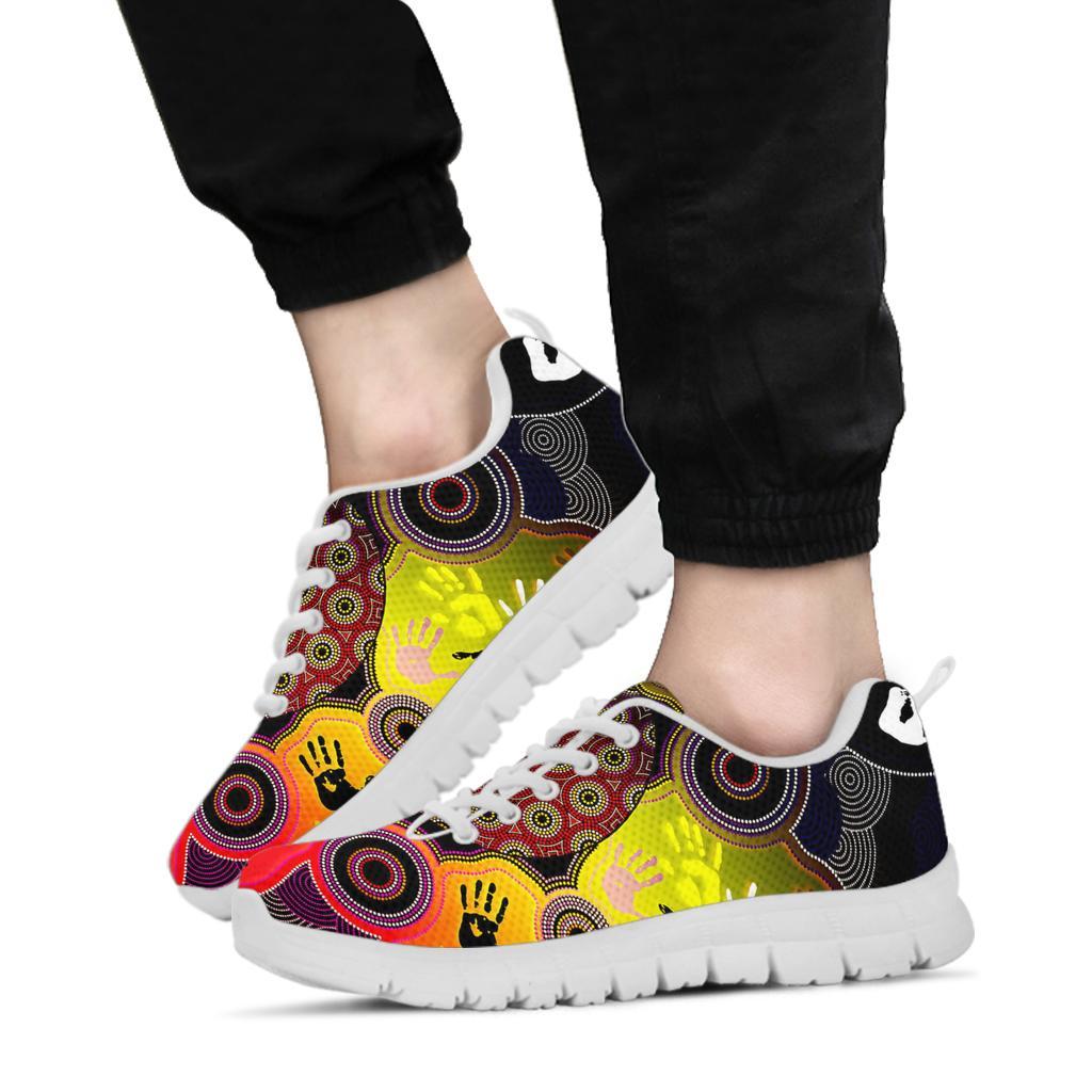 Aboriginal Sneakers, Indigenous Circle Dot Painting Hand Art - Vibe Hoodie Shop