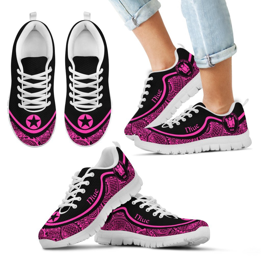 Niue Wave Sneakers - Polynesian Pattern Pink Color - Vibe Hoodie Shop