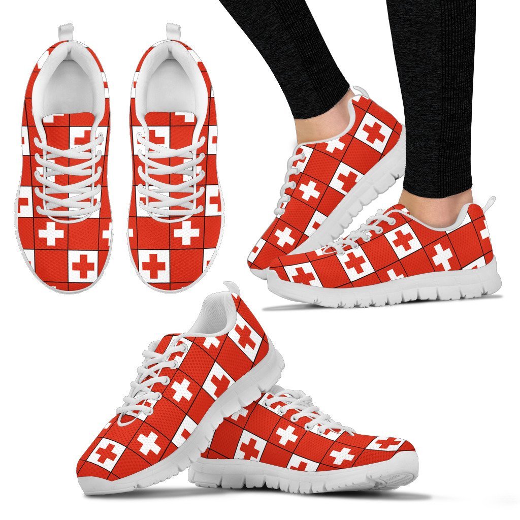 Tonga Flag Square Grid Sneakers - Vibe Hoodie Shop