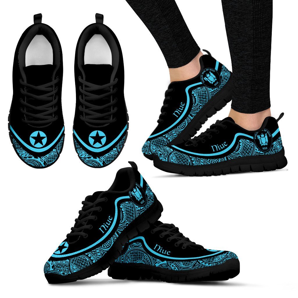 Niue Wave Sneakers - Polynesian Pattern Blue Color - Vibe Hoodie Shop