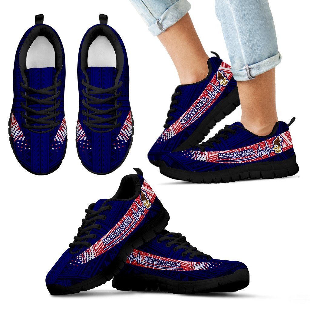 American Samoa Heartbeat Sneakers - Polynesian Pattern - Vibe Hoodie Shop