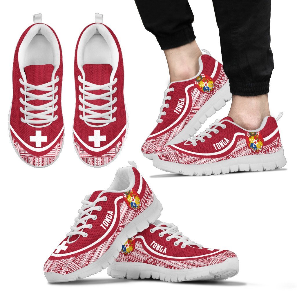 Tonga Wave Sneakers - Polynesian Pattern White Red Color - Vibe Hoodie Shop