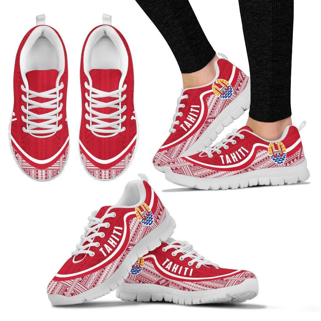 Tahiti Wave Sneakers - Polynesian Pattern White Red Color - Vibe Hoodie Shop