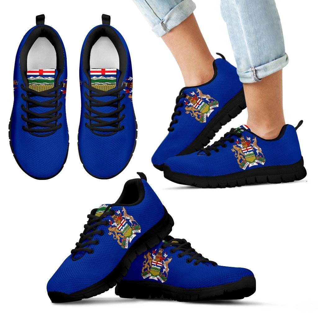 Canada Shoes - Alberta Flag And Coat Of Arm Sneakers - Vibe Hoodie Shop