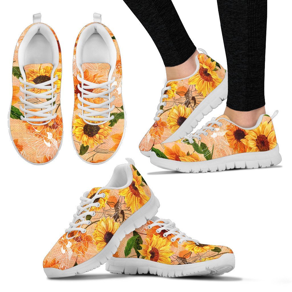 Floral Sneakers - Sunflowers Shoes Painting - Unisex - Vibe Hoodie Shop